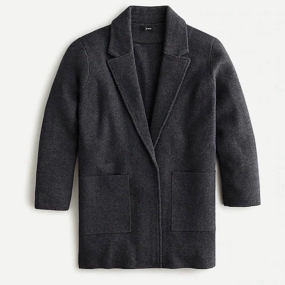 J. Crew Charcoal Open-Front Wool-Blend Coat
